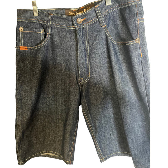 Vintager Y2K 5ive Jungle Co Baggy Streetwear New York Jean Shorts Mens Size 36 - Picture 1 of 7
